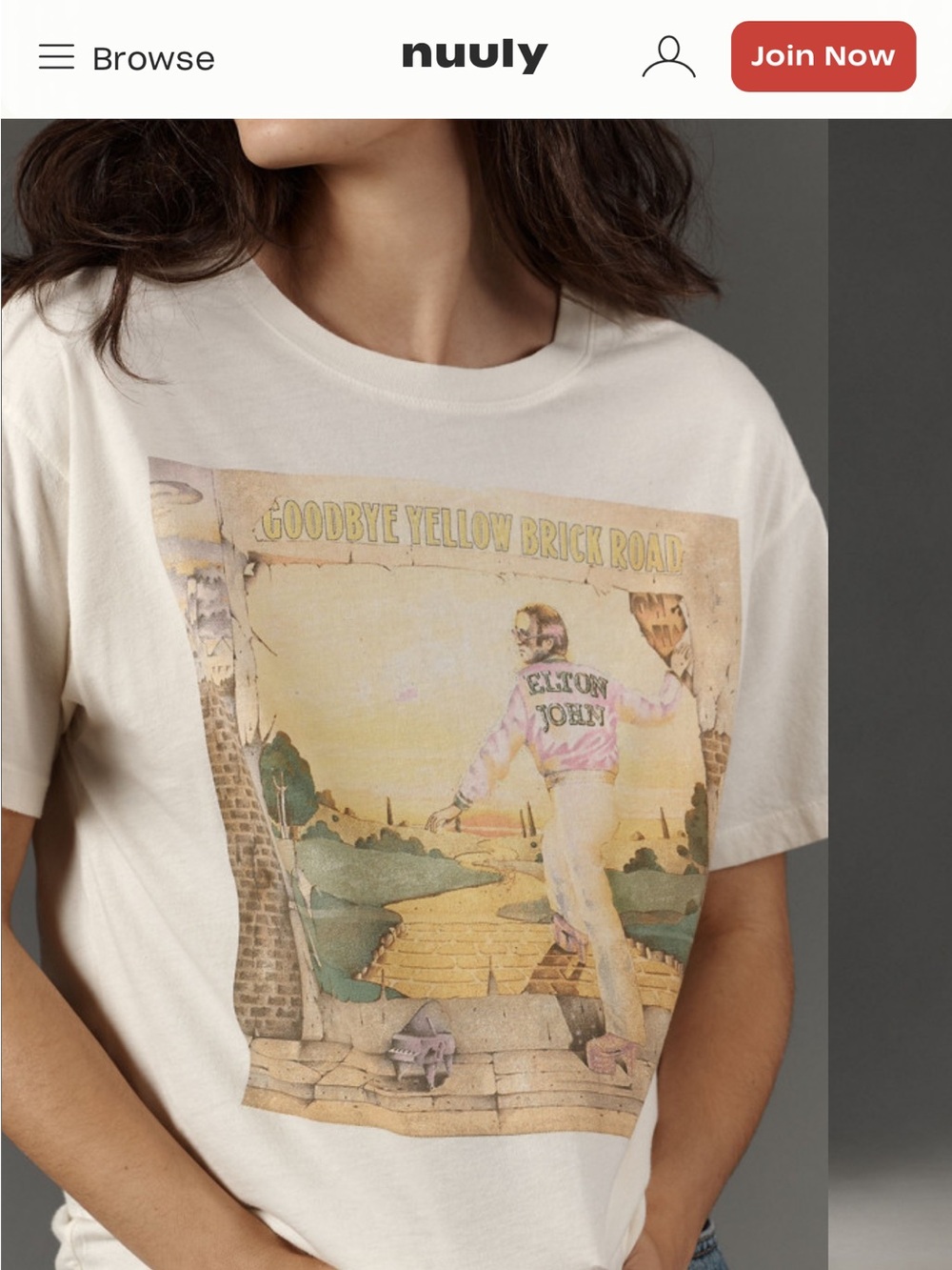Letluv Elton John Vintage Graphic Cream Tee - Women Tops - Picture 3 of 10